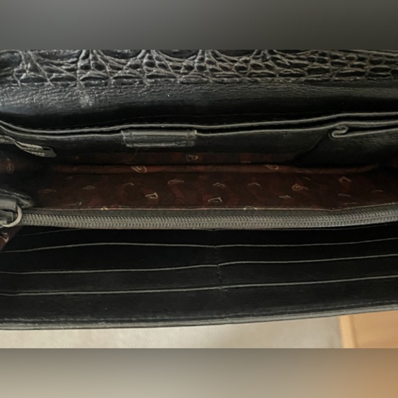 Vintage Brighton Black Croc Embossed Leather Crossbody Purse #34540 - Picture 4 of 5